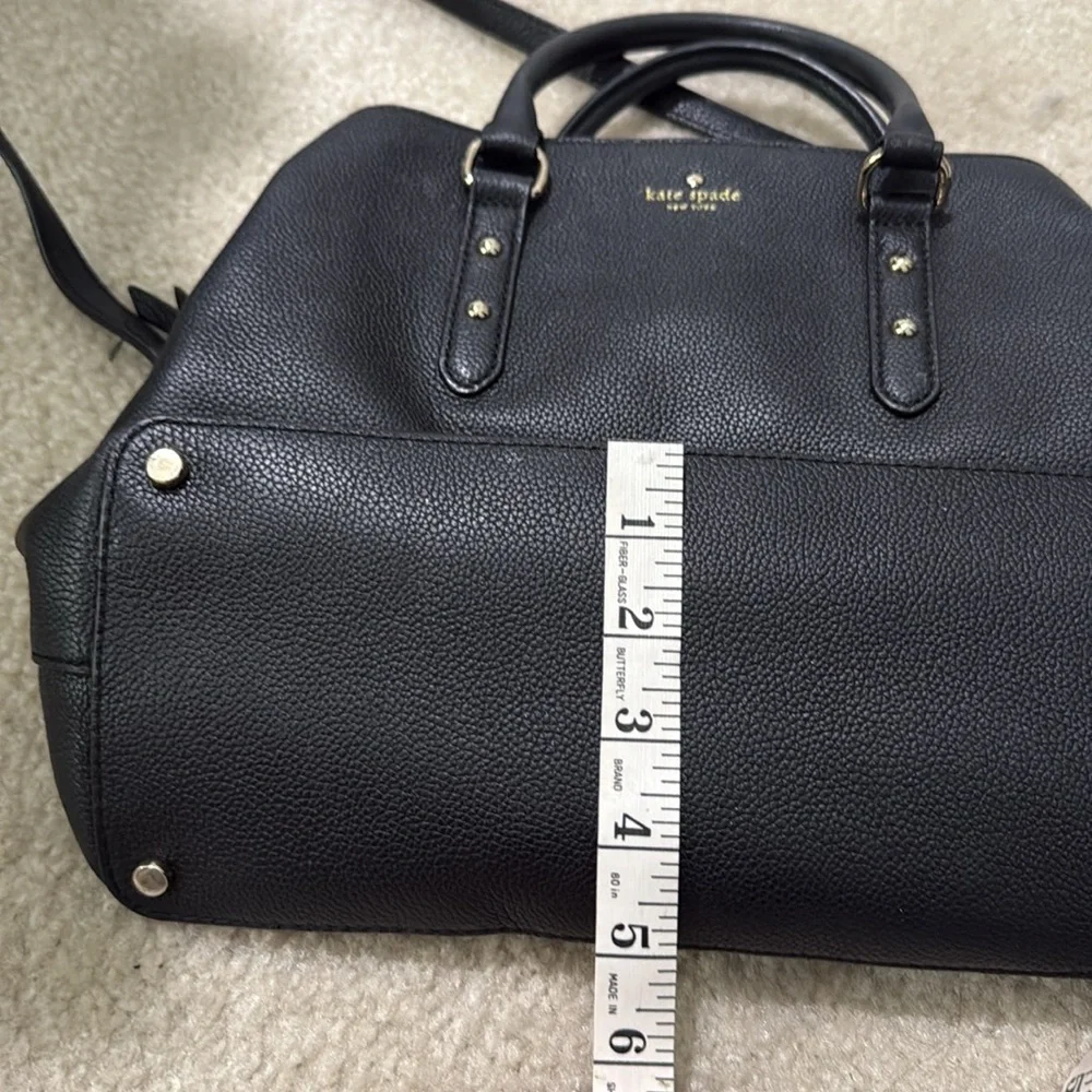 🖤 Kate Spade Black Leather Tote Bag Crossbody Handles 🖤 - Picture 9 of 10